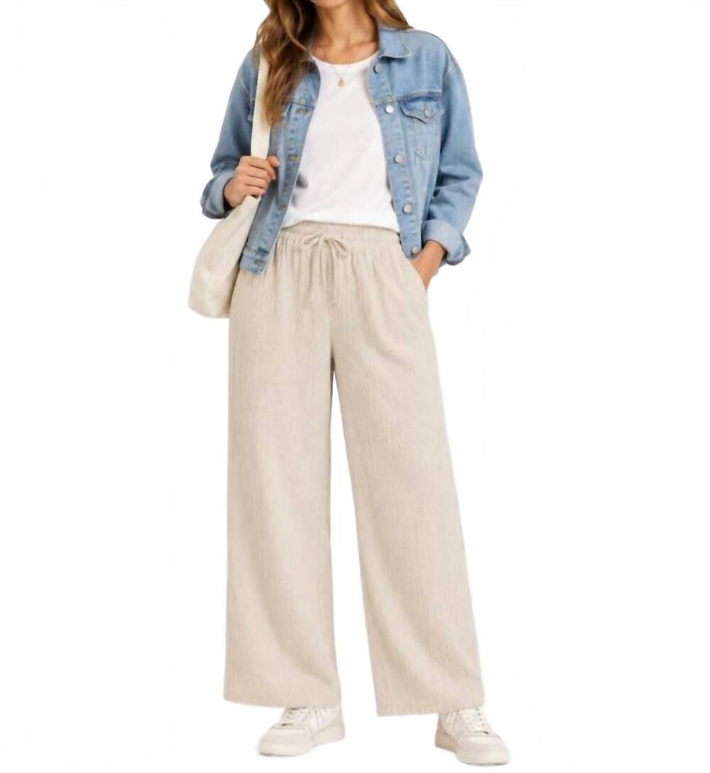 NEW ELAN smocked waist pant in natural